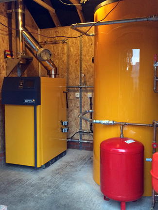 Biomass boiler and buffer tank