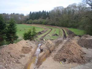Two trenches for ground loop collectors in Whitchurch, Shropshire